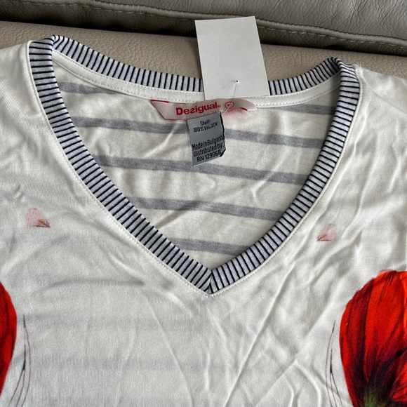 Desigual Women’s Floral Knit Short Sleeve T Shirt - Size M - Picture 7 of 11